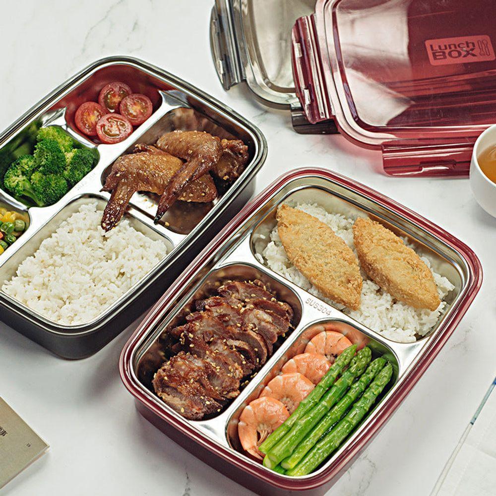 Marmita Organizada Em Pp E Aço Inoxidável Com Três Compartimentos Para Viagens E Trabalho - 2