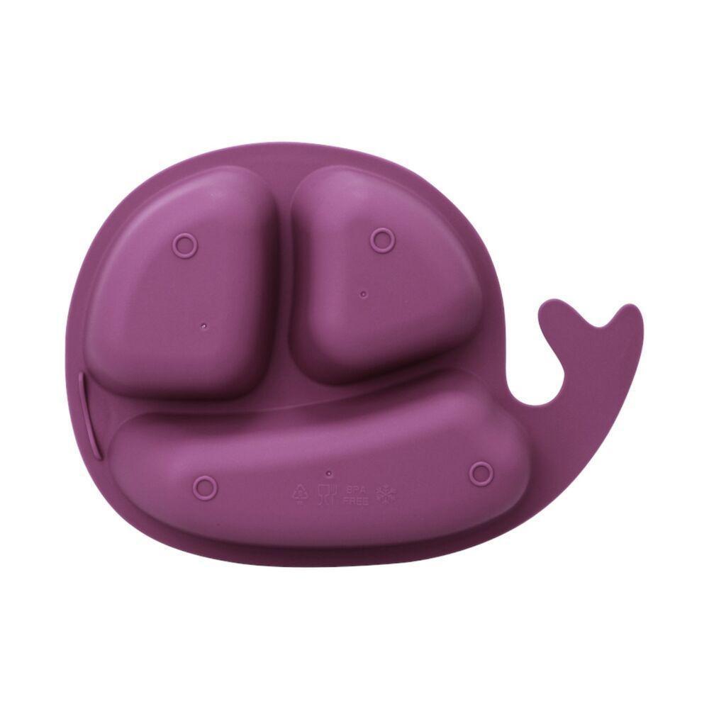 Prato Fantástico Baleia Rosa Com Divisórias E Tampa Para Refeições Infantis - 3