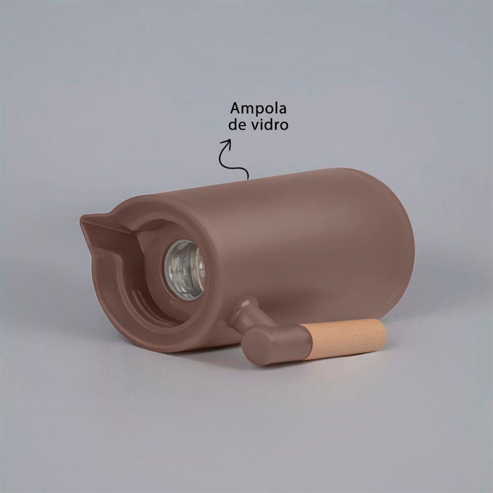 Garrafa Térmica Luxuosa 1l Com Alça De Madeira E Ampola De Vidro - Estilo E Praticidade - 5