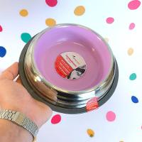 Comedouro Antiderrapante Inox Rosa 450ml - Elegância E Conforto Para Seu Pet