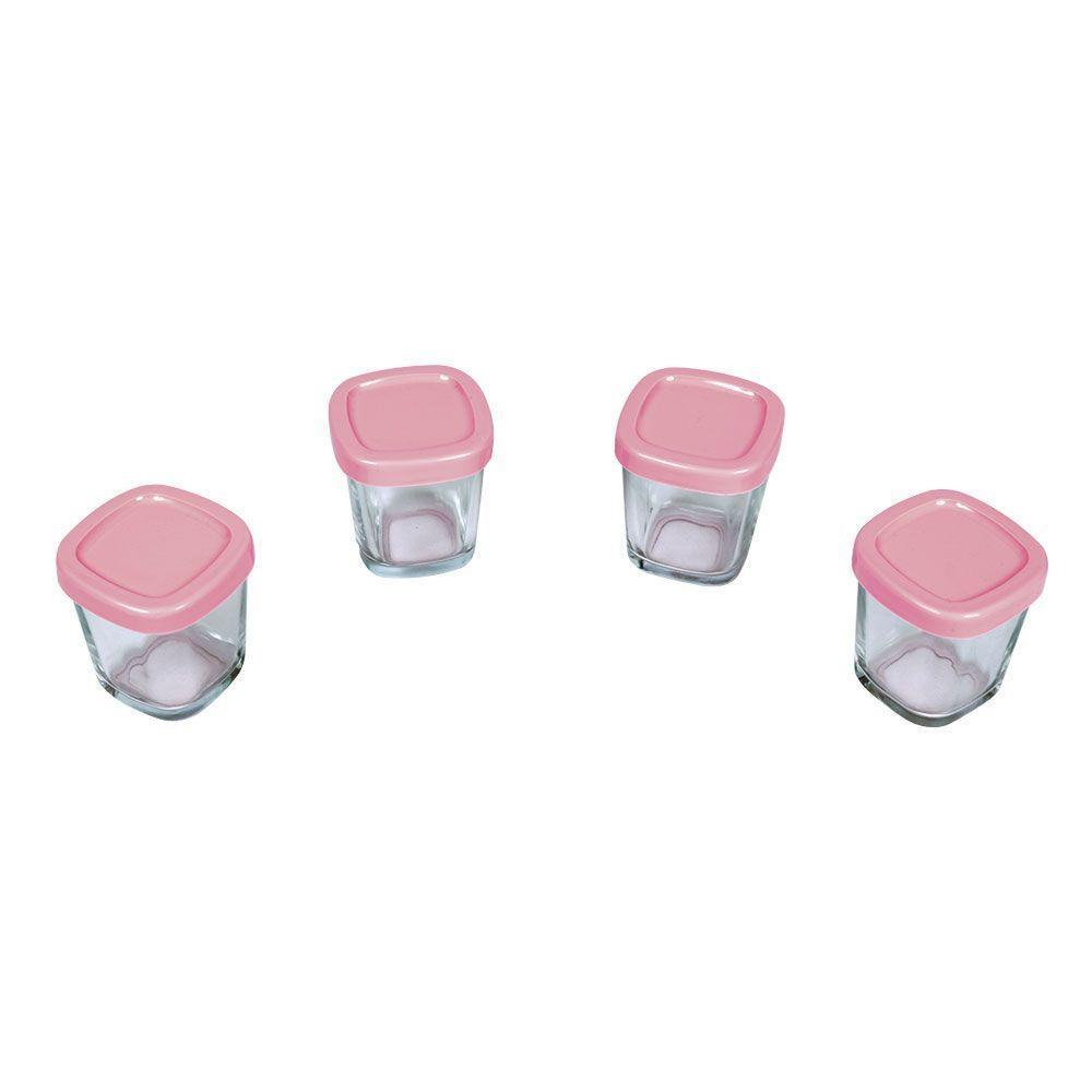 Conjunto Encantado De Potes Rosa Para Bebês - Praticidade E Segurança Na Alimentação - 4