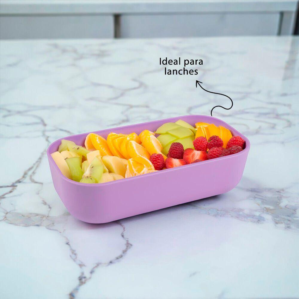 Lancheira Chic 700ml Com Tampa De Bambu - Prática E Sustentável Em Lilás - 5