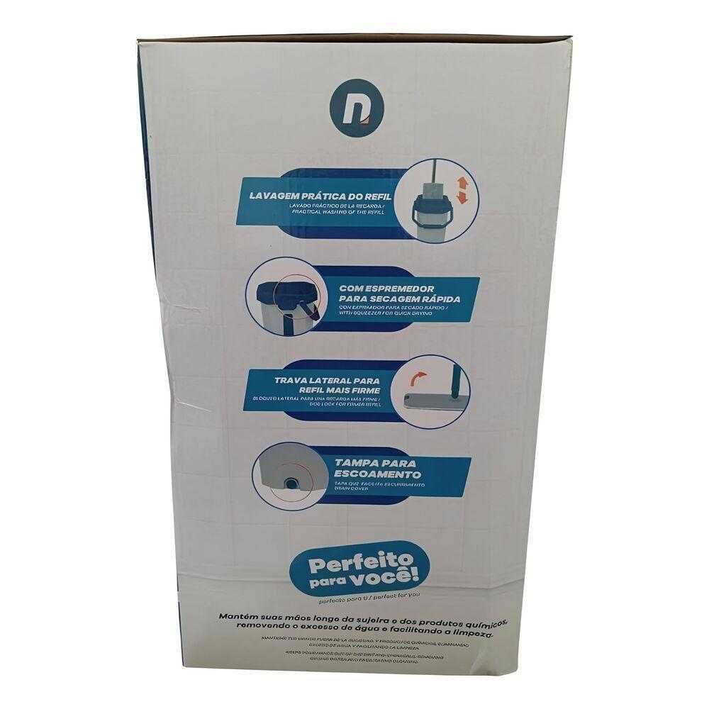 Mop Flat Com Balde E Refil De Microfibra - Limpeza Rápida E Prática Para Seu Lar - 4