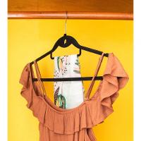 Cabide Veludo Ultra Fino - Conjunto 3 Peças Preto Para Closet Organizado E Sofisticado - 3