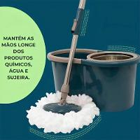 Mop Rotatório Inox 13l Com Balde E 2 Refis - Limpeza Rápida E Prática Para Sua Casa