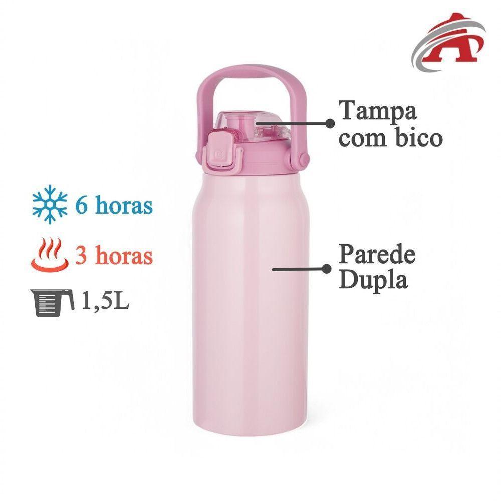Garrafa Térmica Rosa 1,5l - Estilo E Praticidade Para Suas Bebidas Sempre Perfeitas - 3