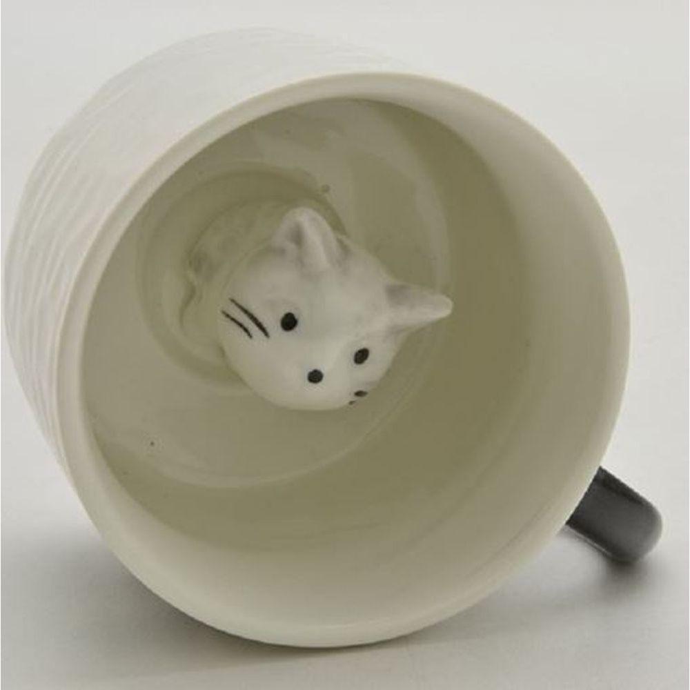 Xícara Charmosa De Café Com Gato Cinza - 220ml Para Momentos Aconchegantes - 3