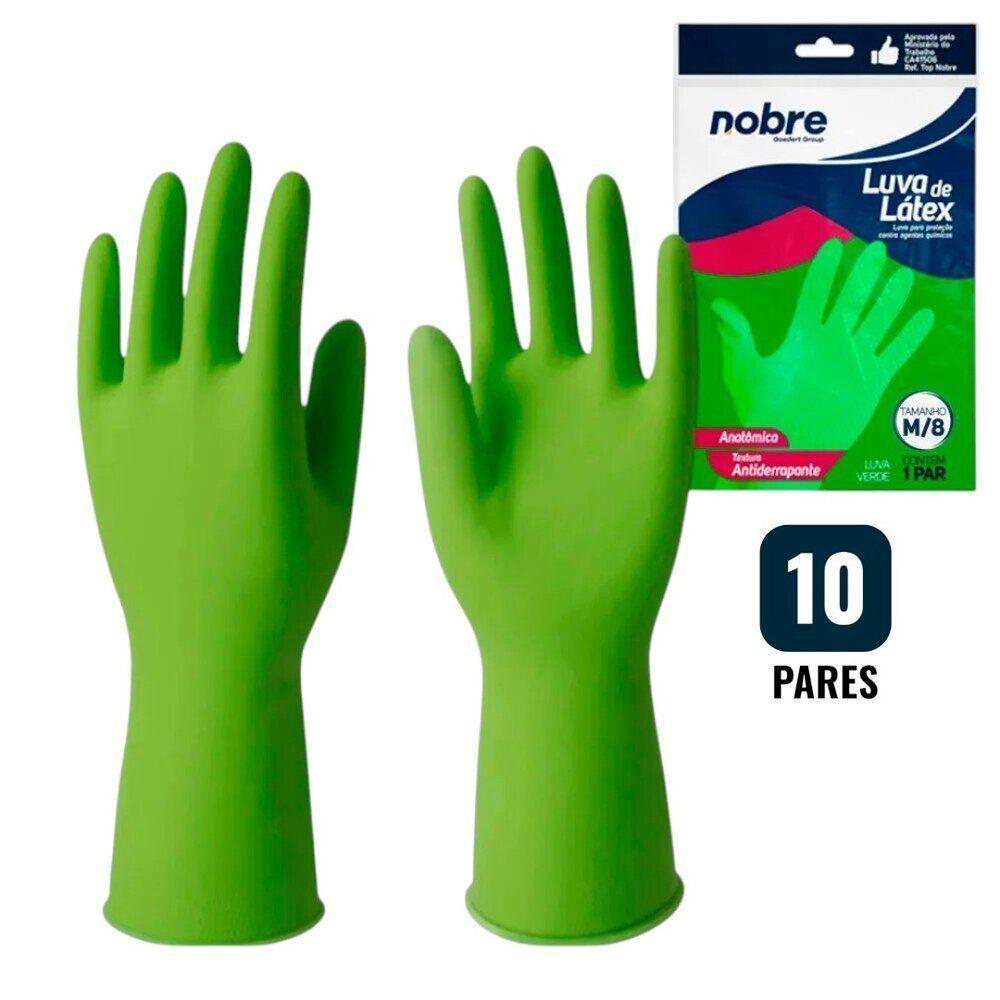 Luvas De Látex Verde - Kit Com 10 Pares Para Proteção Química E Conforto Superior - 1