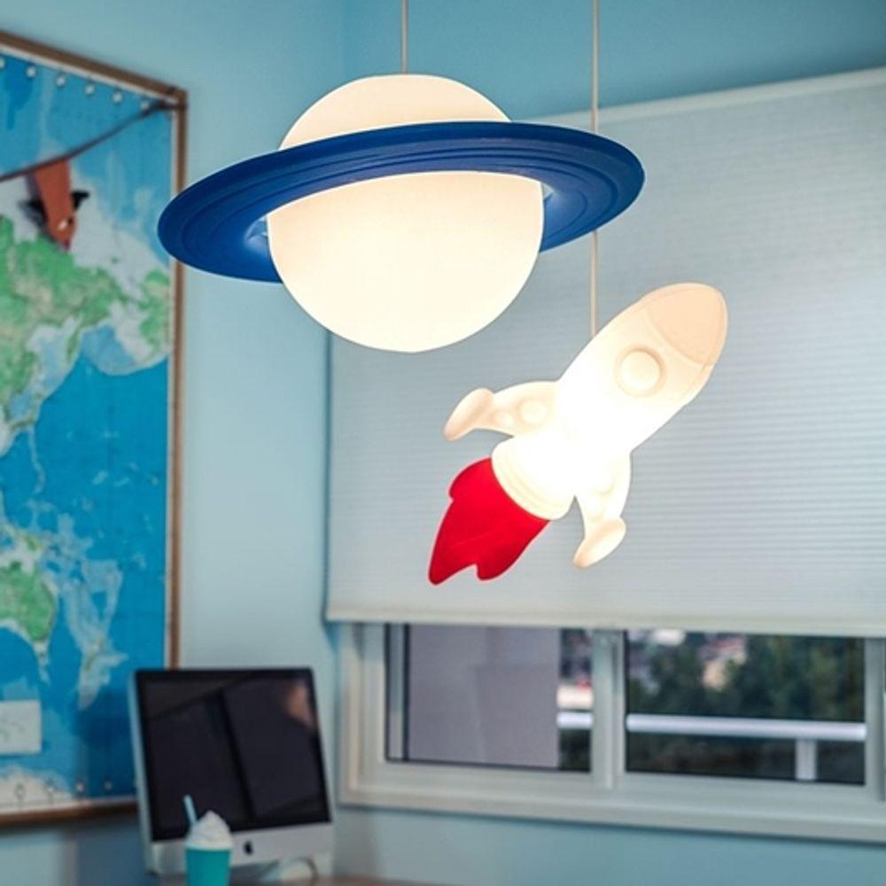 Luminária Suspensa Planetária Saturno Com Anéis Iluminados - 2