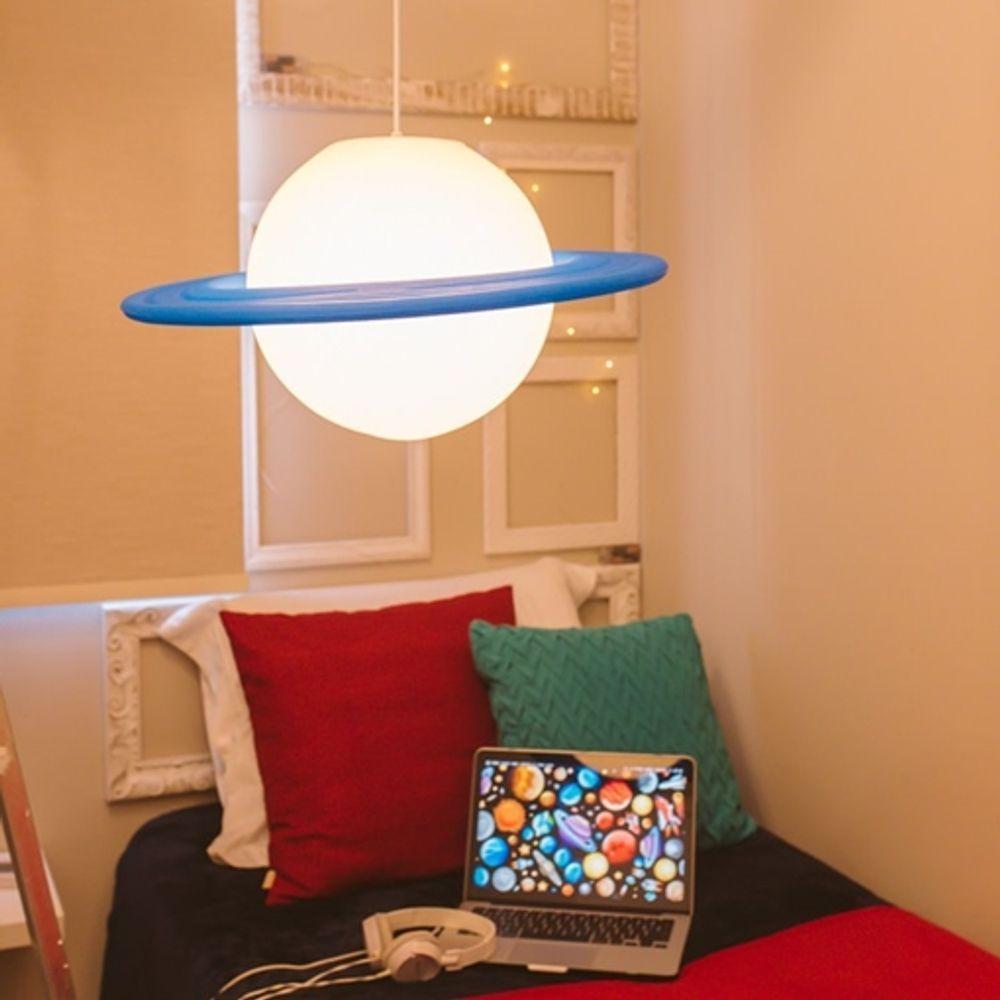 Luminária Suspensa Planetária Saturno Com Anéis Iluminados - 3