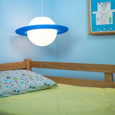 Luminária Suspensa Planetária Saturno Com Anéis Iluminados