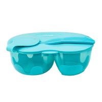 Conjunto Sofisticado De Tigela Azul Com Colher E Compartimento Para Talheres - Perfeito Para Viagens - 3