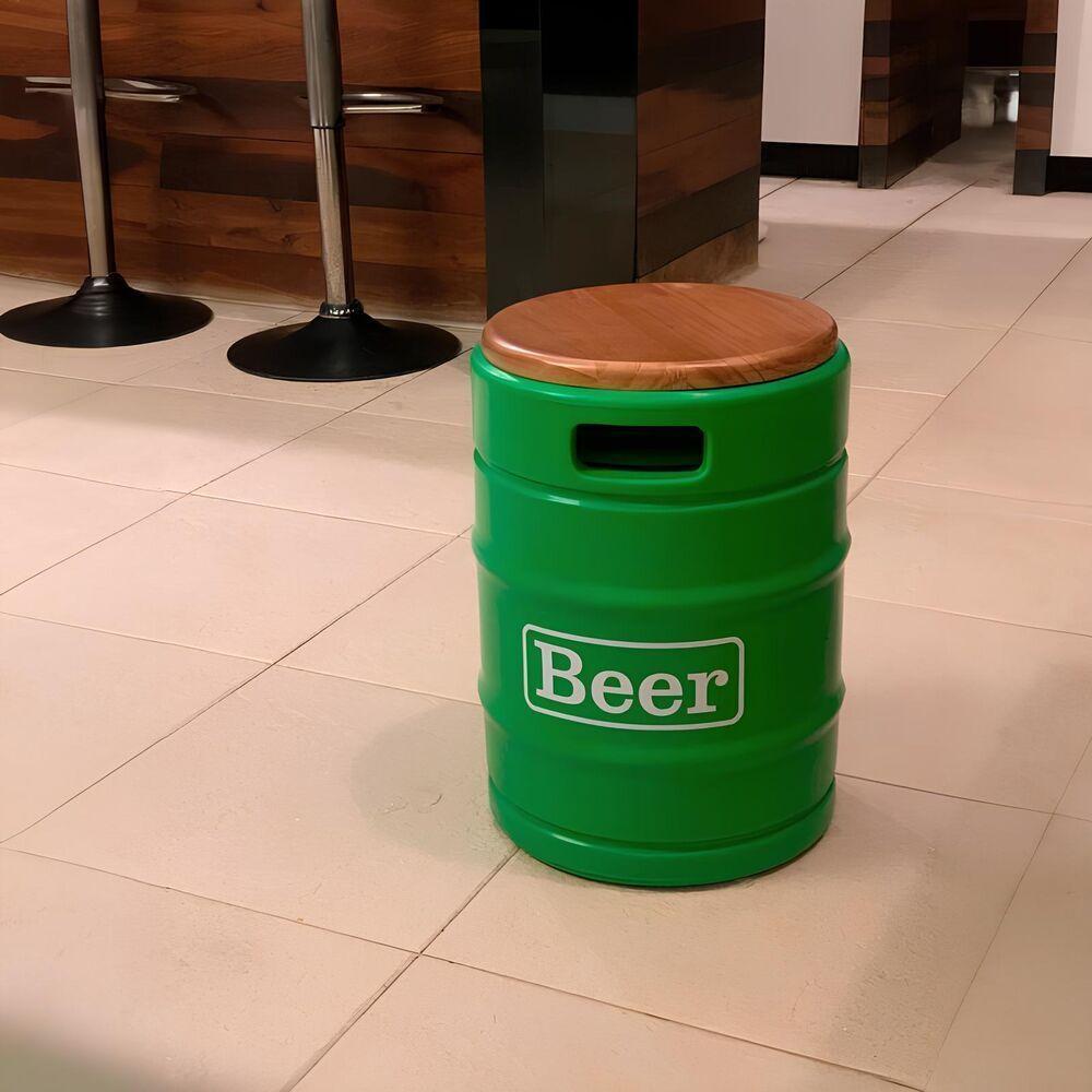 Cooler Decorativo Barril 28l Com Tampo Verde Para Bebidas Em Festas E Eventos - 2