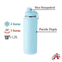 Garrafa Térmica Azul 1,2l Com Alça - Perfeita Para Aventura, Café Quentinho E Bebidas Geladas - 3