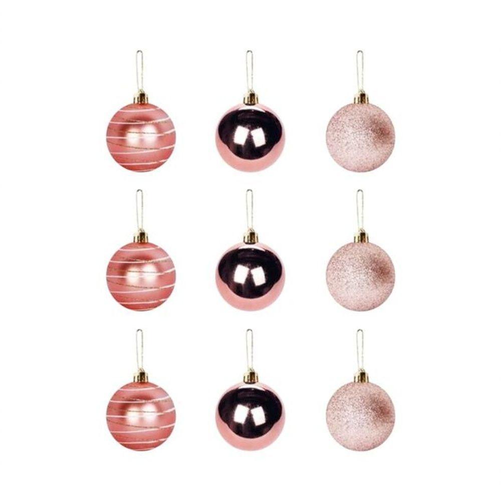Conjunto De 9 Bolinhas Rosa Elegantes Para Decoração Natalina - 5cm De Sofisticação - 1