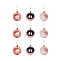 Conjunto De 9 Bolinhas Rosa Elegantes Para Decoração Natalina - 5cm De Sofisticação - 1