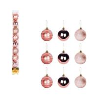 Conjunto De 9 Bolinhas Rosa Elegantes Para Decoração Natalina - 5cm De Sofisticação - 2