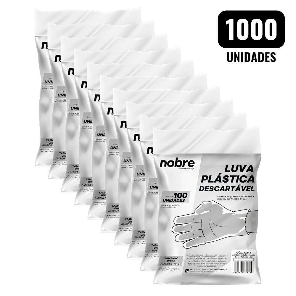 Luvas Descartáveis Hdpe Nobre - 1000 Unidades, Tamanho único, Ambidestras Para Higiene E Proteção - 1