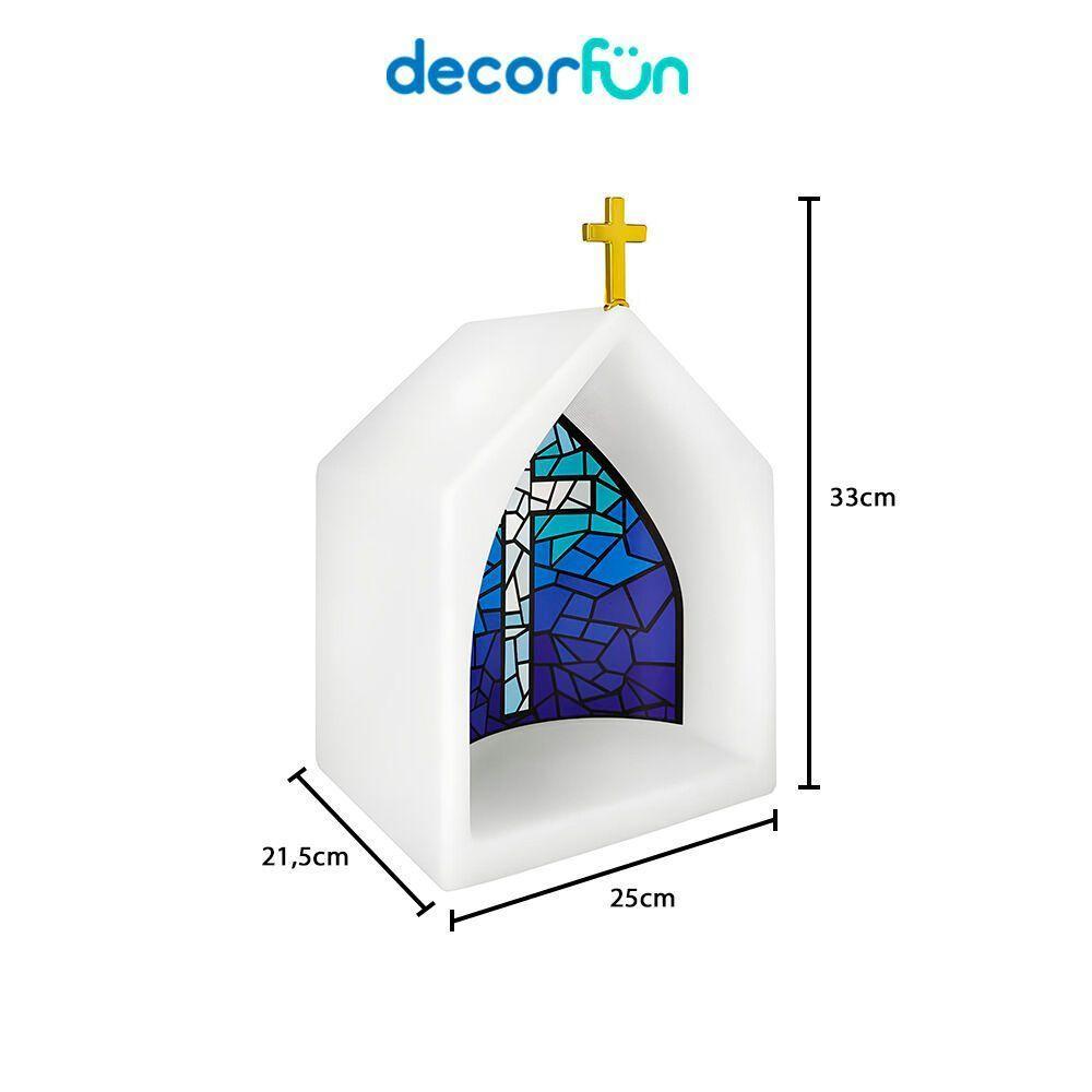 Capela Azul De Vitral Com Luz – Decoração Espiritual E Meditação Para Seu Lar - 3