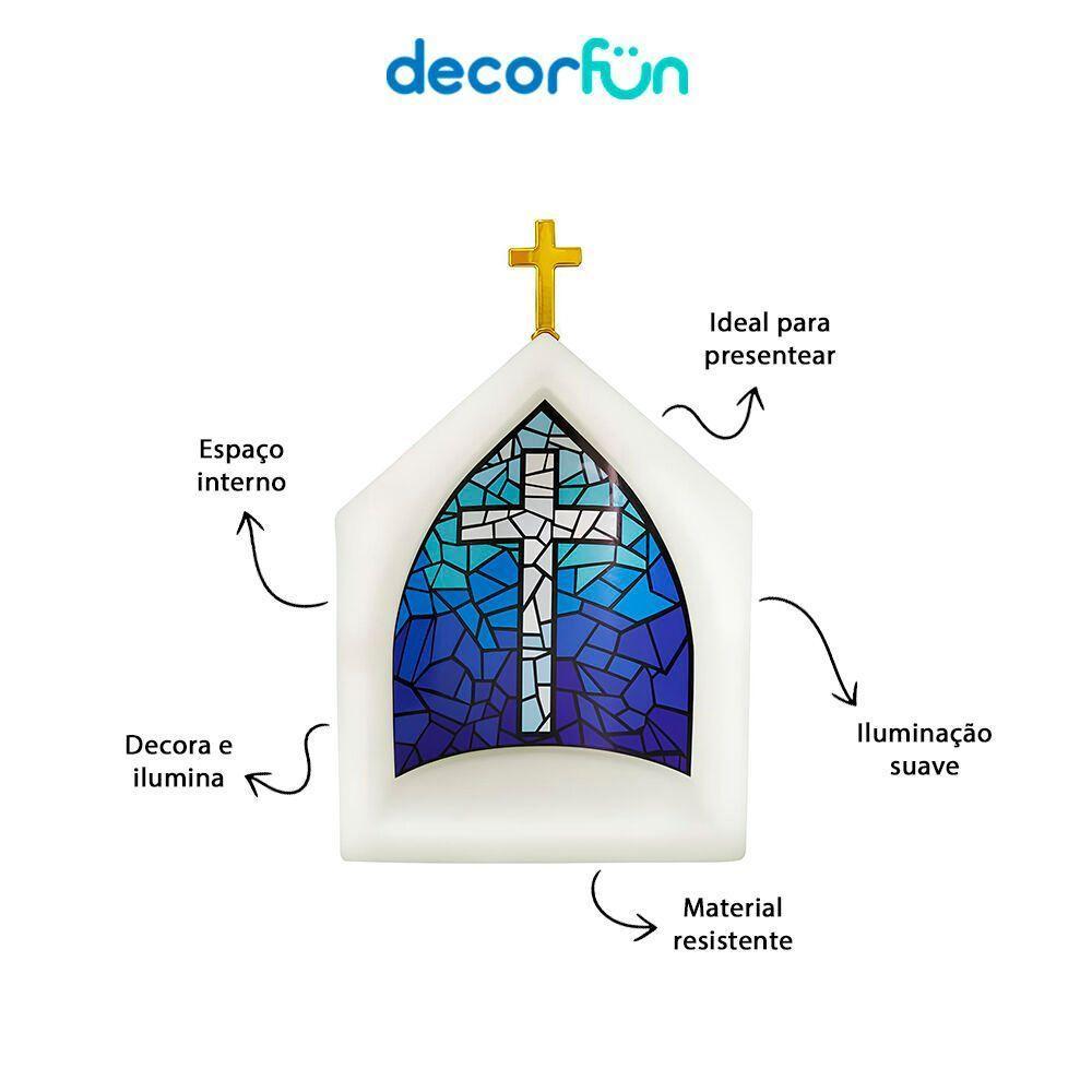 Capela Azul De Vitral Com Luz – Decoração Espiritual E Meditação Para Seu Lar - 4