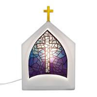 Capela Azul De Vitral Com Luz – Decoração Espiritual E Meditação Para Seu Lar - 1