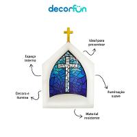 Capela Azul De Vitral Com Luz – Decoração Espiritual E Meditação Para Seu Lar