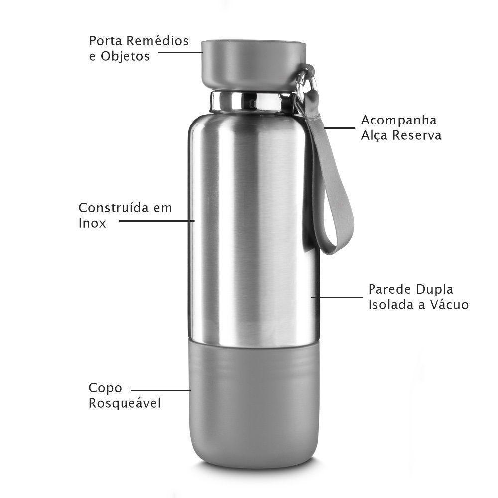 Garrafa Térmica 500ml Com Copo E Compartimento - Para Aventuras E Uso Diário - 3