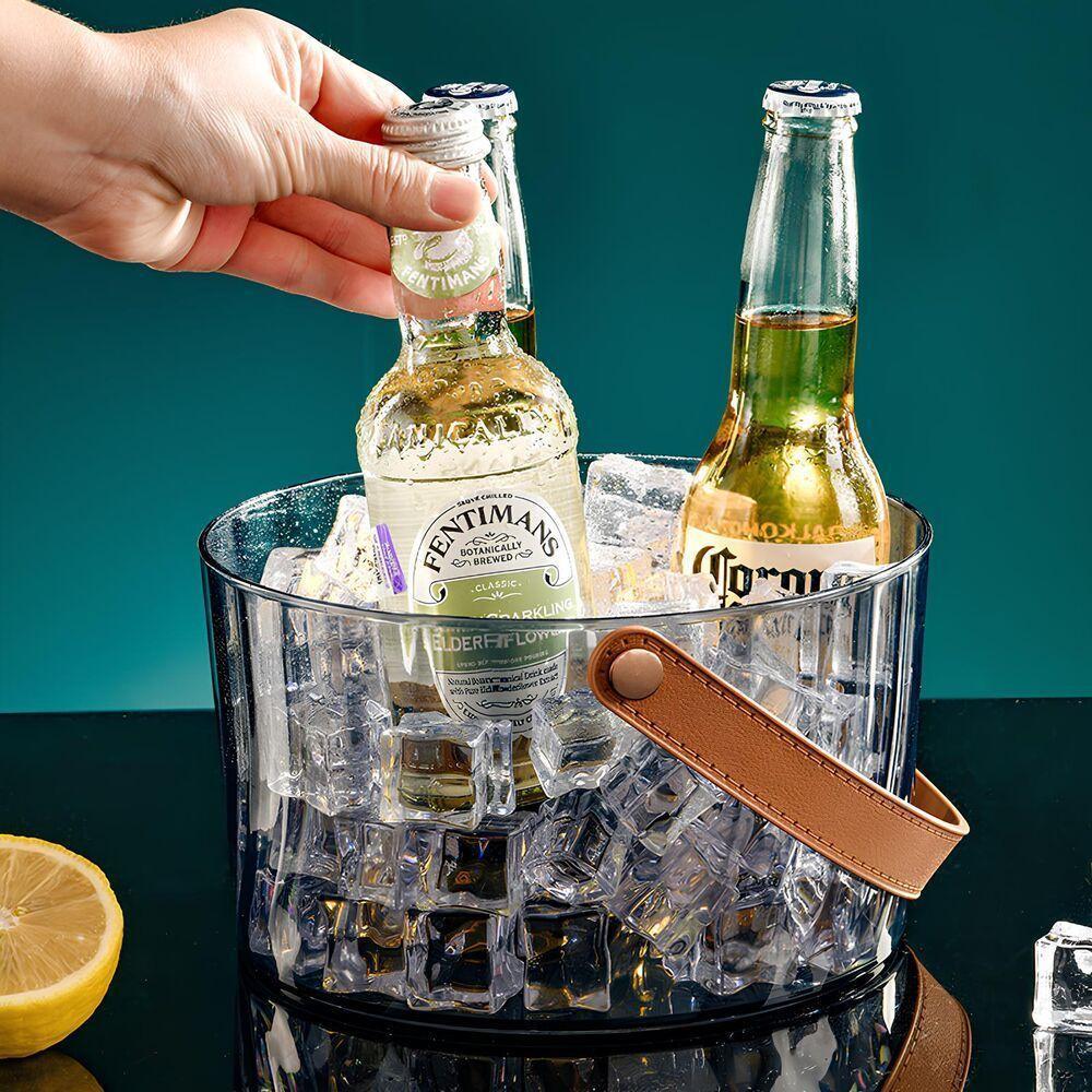 Balde Elegante De Acrílico Com Alça De Couro - Estilo E Praticidade Para Suas Festas! - 4