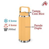 Garrafa Térmica Inox Amarela 900ml - Estilo E Temperatura Sempre Ideais - 3