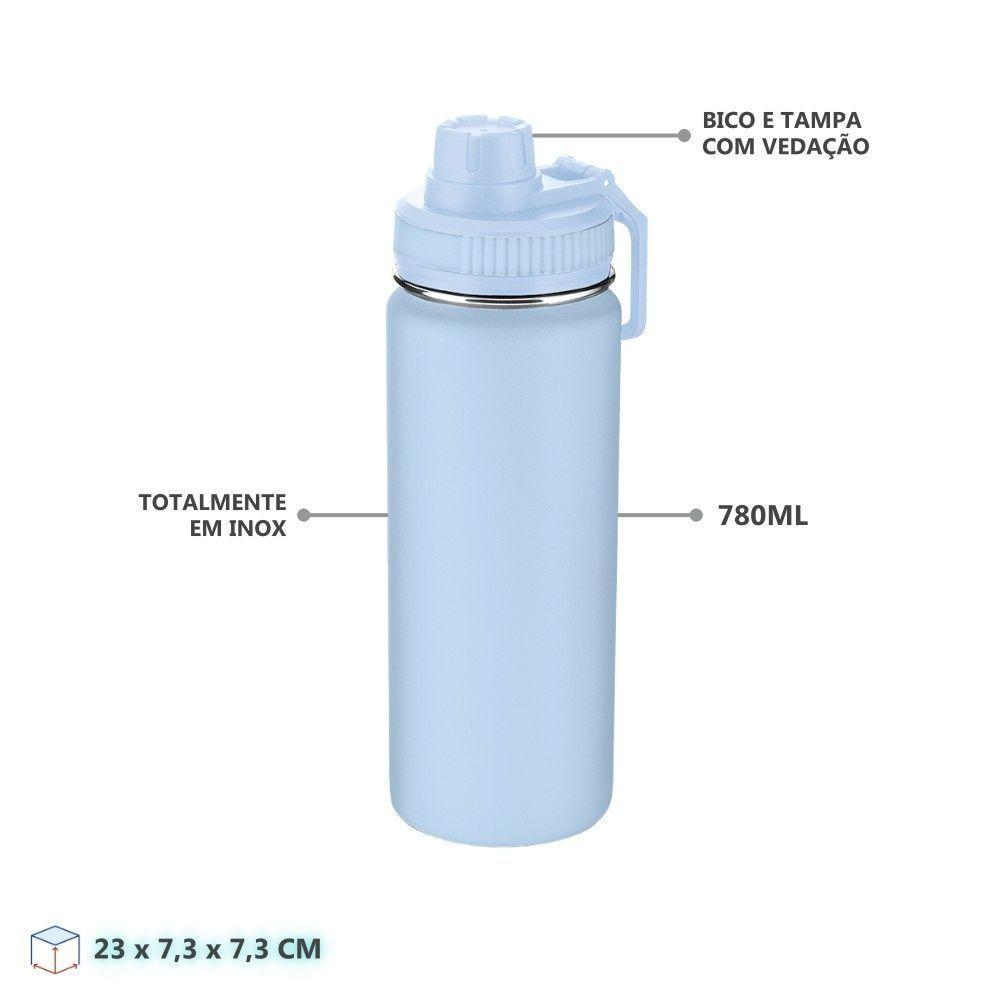 Garrafa Térmica Azul Ciano Em Aço Inox - Elegância E Praticidade Para Suas Bebidas - 780ml - 2