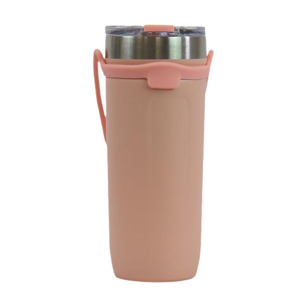 Copo Térmico Rosa Fosco 710ml Com Tampa Hermética Para Bebidas Sempre Na Temperatura Ideal - 3