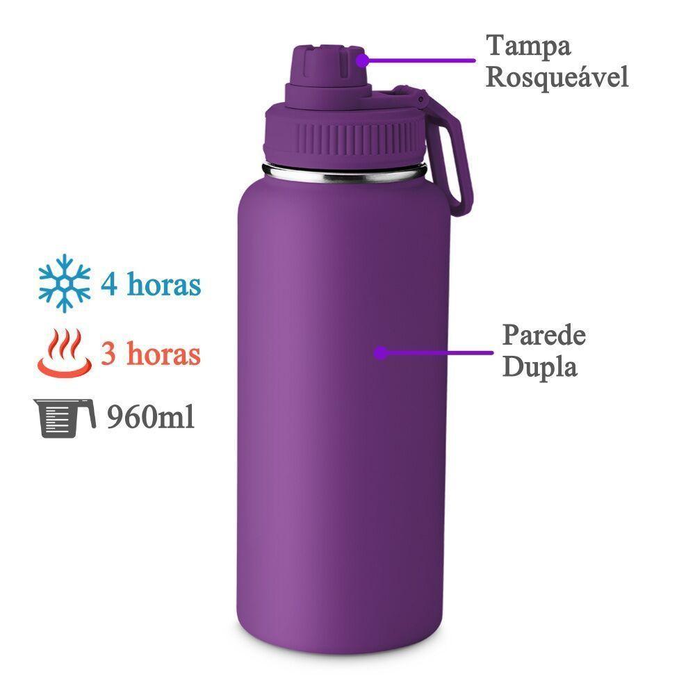 Garrafa Térmica Roxa 960ml - Praticidade E Estilo Para Bebidas Quentes E Frias - 3