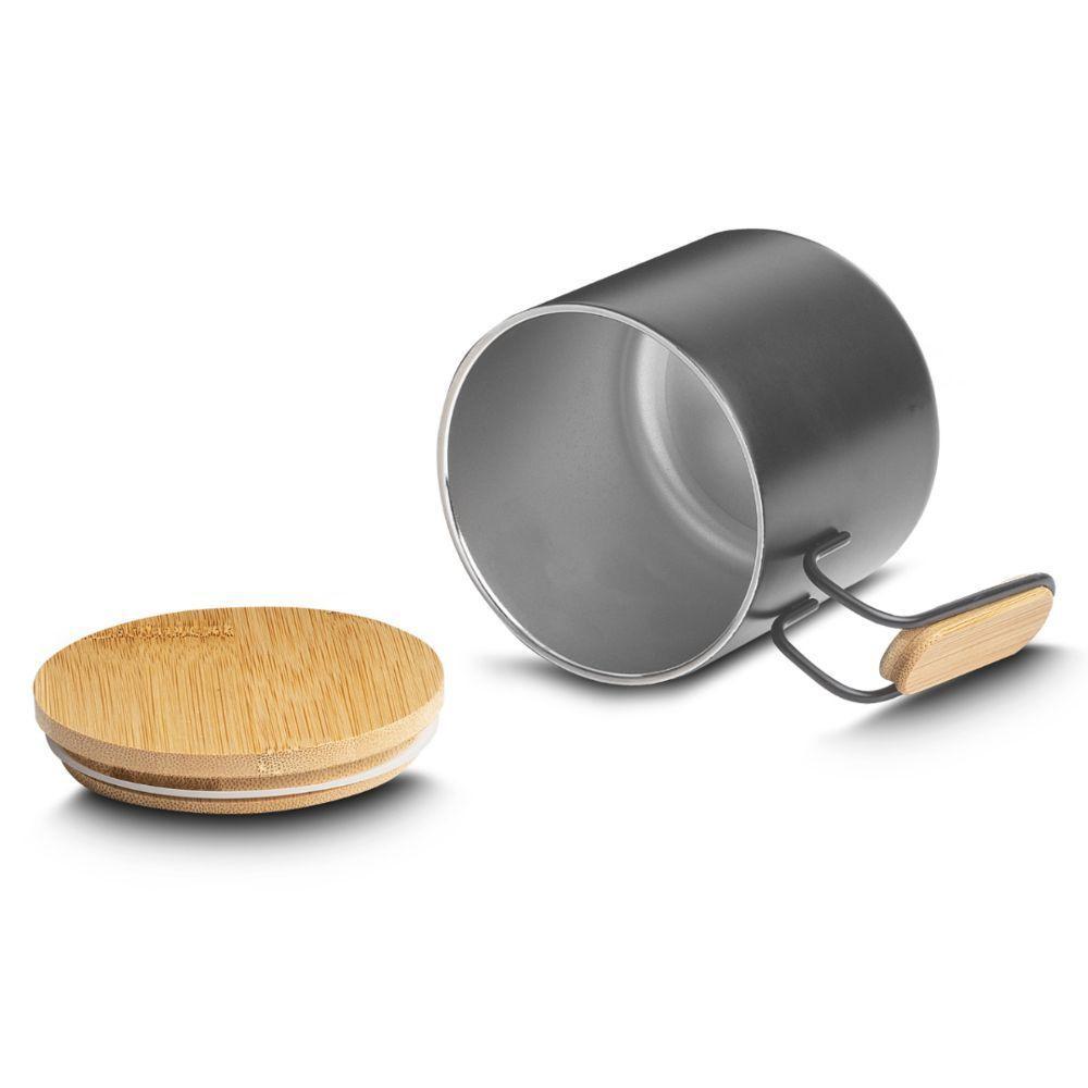 Caneca Térmica De Aço Inox Com Tampa De Bambu E Isolamento A Vácuo - Elegância E Praticidade 380ml - 3