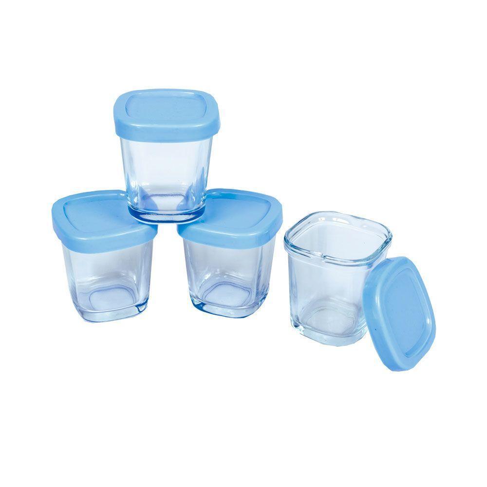 Conjunto Prático De Potes Azuis Para Alimentos - Ideal Para Bebês E Pais Ocupados - 5