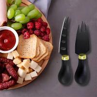 Conjunto Premium De Cortar Queijo E Frios Em Aço Inoxidável - 2 Peças Elegantes