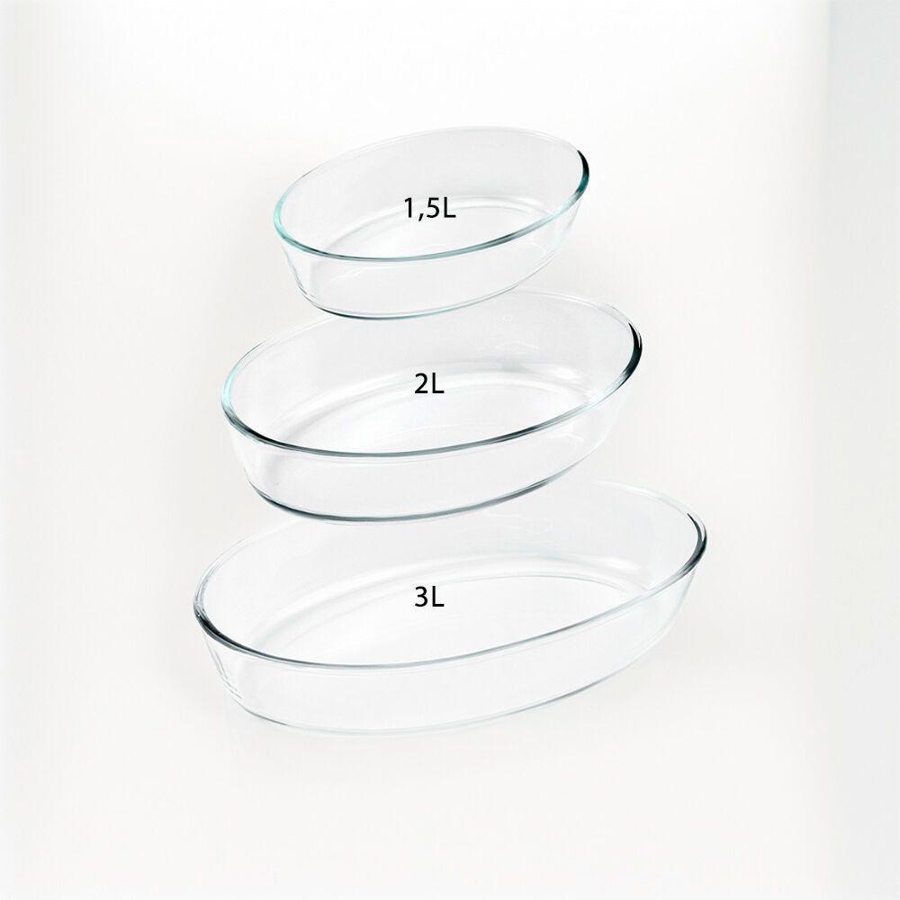 Conjunto De Travessas Ovais De Vidro - Elegância E Praticidade Em 3 Tamanhos (1,5l, 2l, 3l) - 2