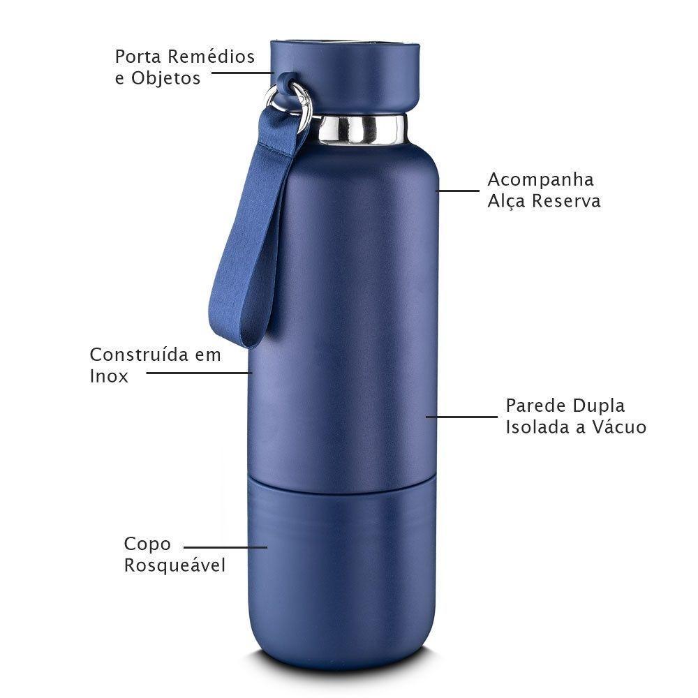 Garrafa Térmica Inox 500ml Com Copo E Compartimento - Praticidade E Estilo Em Cada Gole - 2