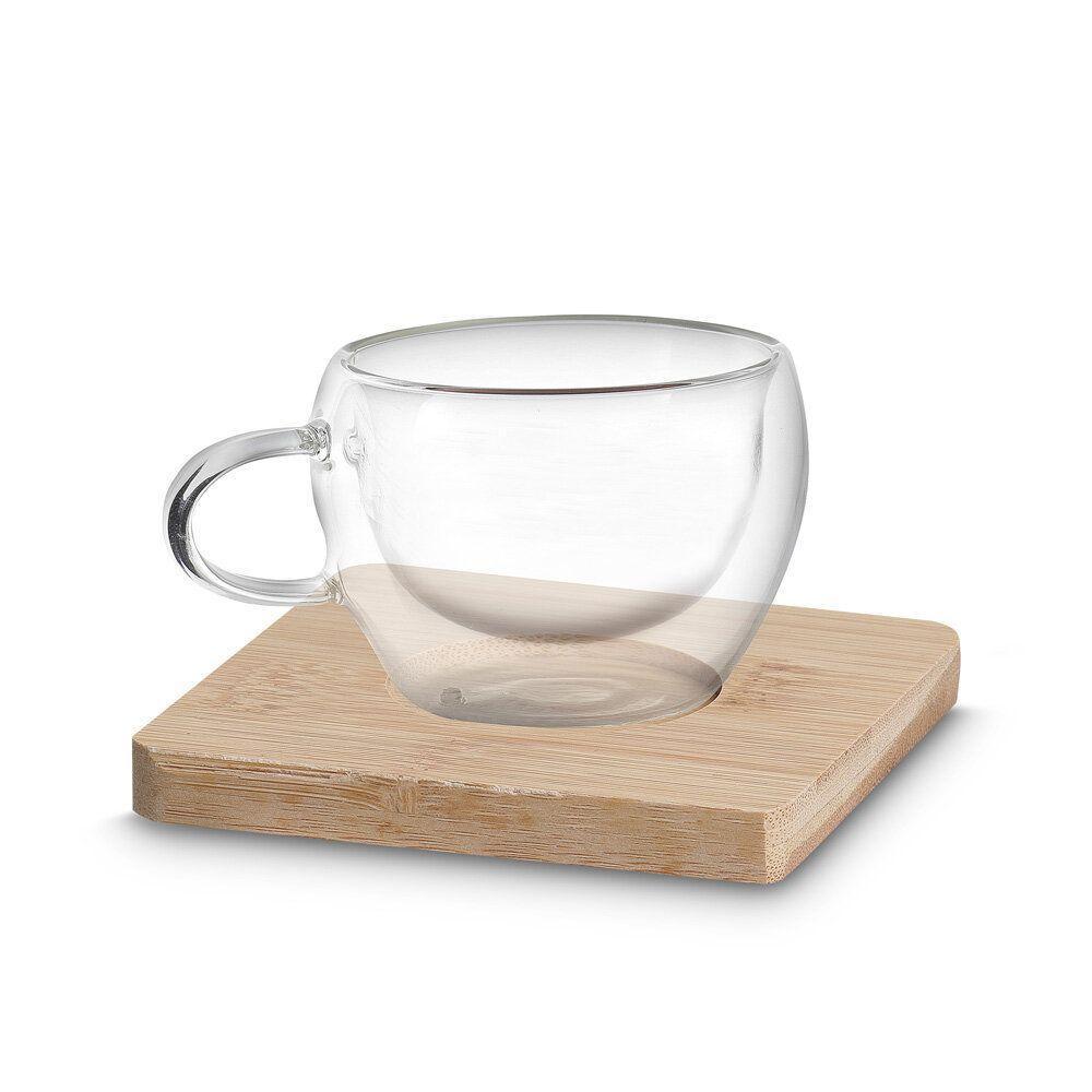 Kit Delícia: Xícaras De Vidro Borossilicato Com Suporte Bambu Para Espresso - Elegância E Sabor! - 3
