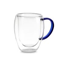 Xícara Azul Elegante Em Vidro Borossilicato Com Parede Dupla - 350ml Para Cafés E Chás - 1
