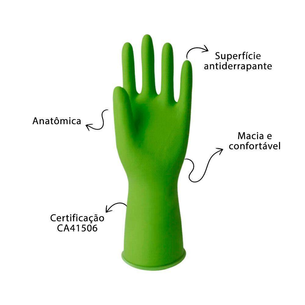 Luvas De Látex Verde Com Alta Proteção Química - Tamanho P - Resistência Superior - 2