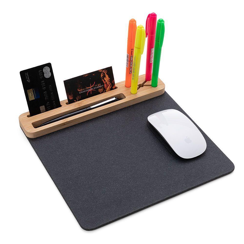 Mouse Pad Eco Chic Em Bambu Com Suporte Para Celular E Canetas - Praticidade E Estilo - 5