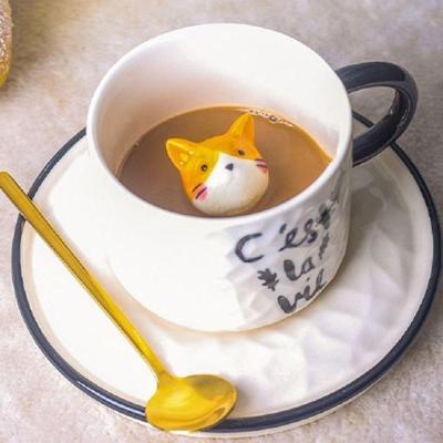 Xícara C'est La Vie 220ml - Café E Charmoso Gatinho Laranja Para Catlovers