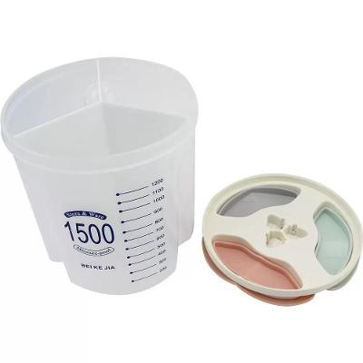 Porta Mantimentos Triplo Pote Alimentos 3 Em 1 Divisorias Dispenser Lavanderia Sabao Em Pó Medidor Sucrilhos Graos Multi