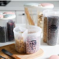Porta Mantimentos Triplo Pote Alimentos 3 Em 1 Divisorias Dispenser Lavanderia Sabao Em Pó Medidor Sucrilhos Graos Multi - 6