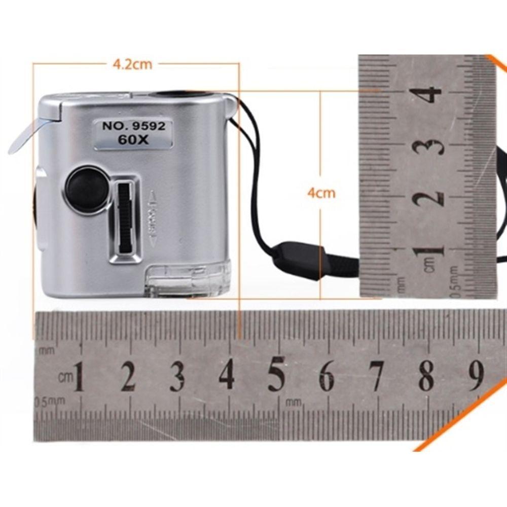 Mini Microscopio Lupa 60x Bolso Led Ultravioleta Conta Fios Relojoeiro Joalheiro Com Capa - 2
