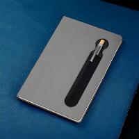 Caderno Elegante Com Suporte Para Caneta - 80 Folhas Pautadas - Cinza E Bege - 1