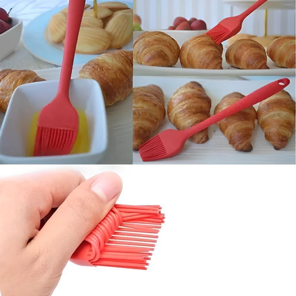 Pincel De Silicone Vermelho Com Suporte - Praticidade E Estilo Para Sua Cozinha! - 3