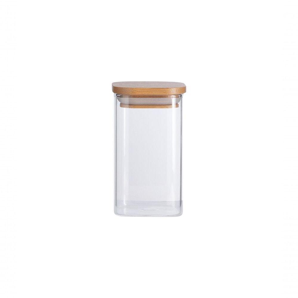 Pote De Vidro Quadrado 250ml Com Tampa De Bambu - Organize Com Estilo E Praticidade - 2