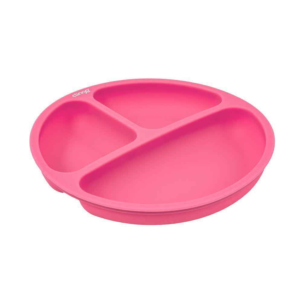 Prato Dividido De Silicone Rosa – Refeições Divertidas Para Os Pequenos Exploradores - 1