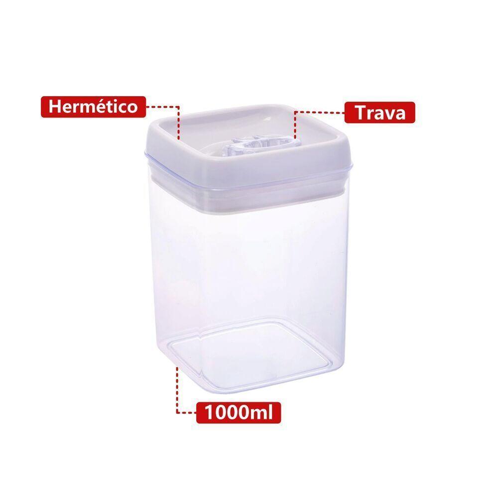 Pote Hermético Quadrado 1800ml Com Tampa E Alça - Armazenamento Prático E Seguro - 3